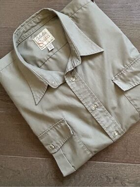 Vintage 90s Cabela's Safari Series Utility Shirt Men's 3XL Short Sleeve Khaki